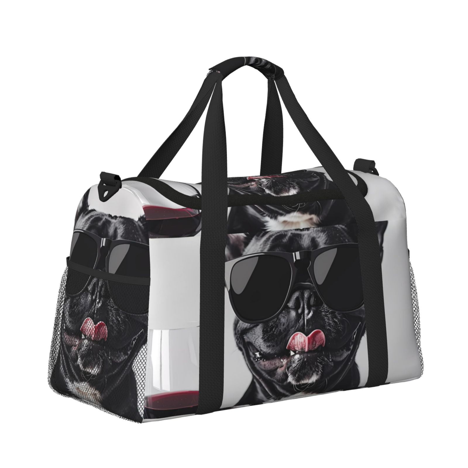 Ratiio Cool French Bulldog Wine Pattern Hand Travel Bag, Weekender ...