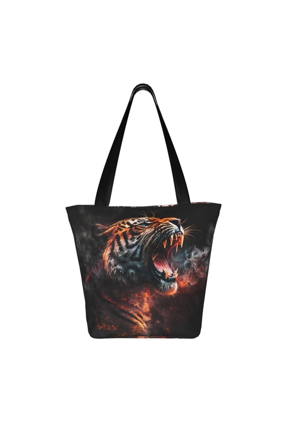 Cool Tiger Print Shoulder Bag for Women, Polyester Crossbody Purse Lightweight Handbag for Daily Travel and Casual Use