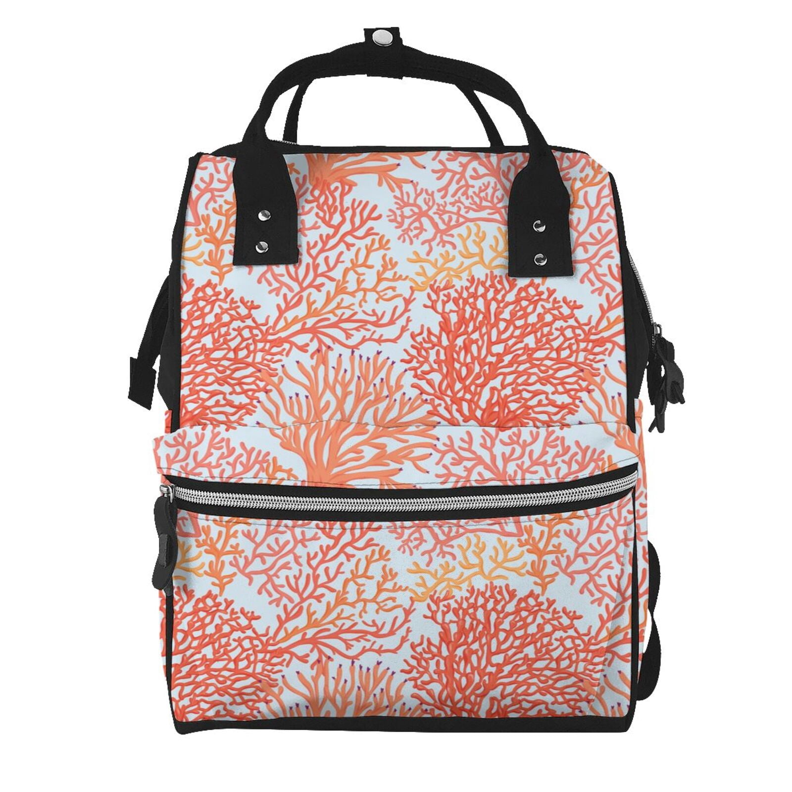 Ratiio Corals Mummy Backpack - Waterproof Twill Canvas, Large Capacity Diaper Bag with Multiple Pockets and Adjustable Straps