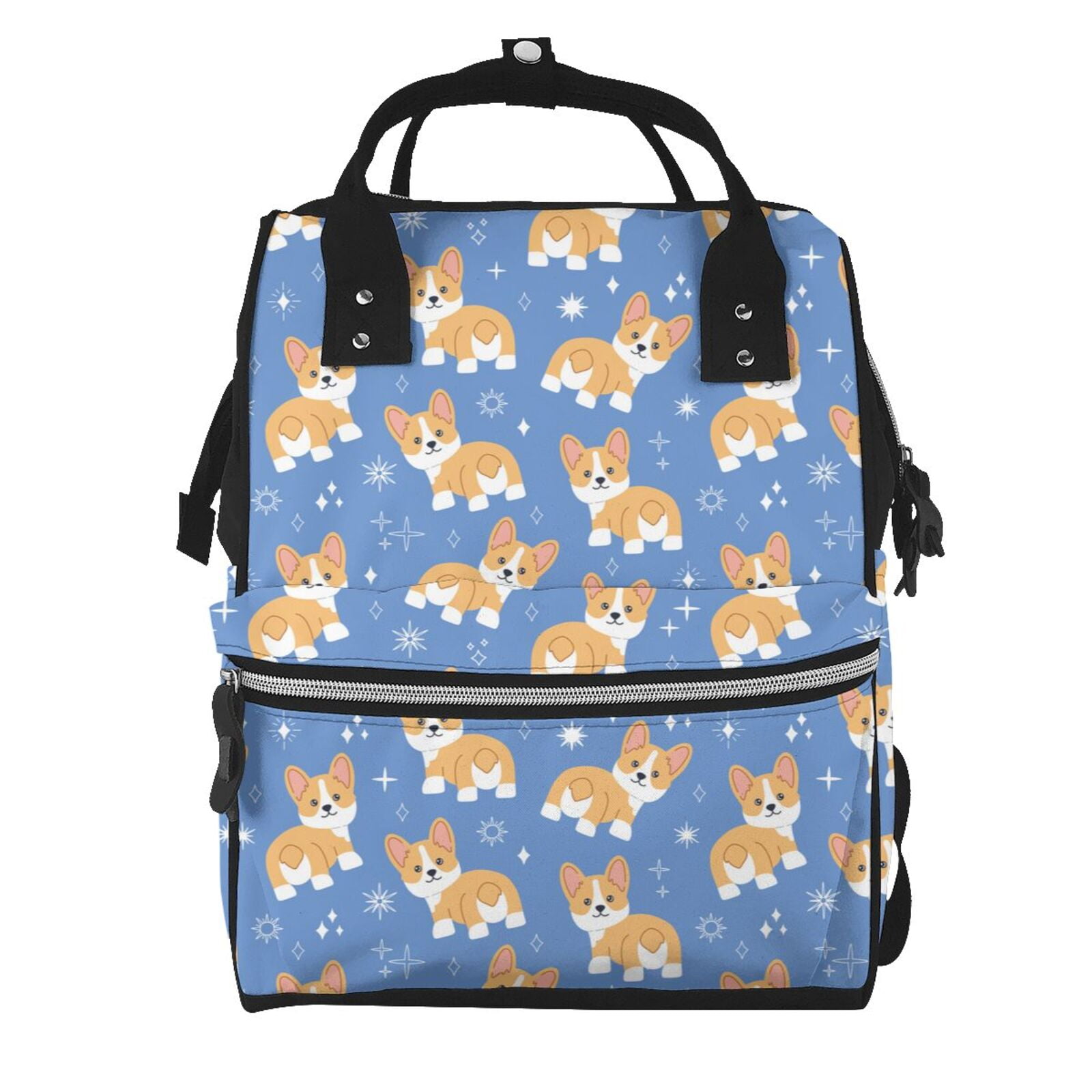 Ratiio Corgi Mummy Backpack - Waterproof Twill Canvas, Large Capacity Diaper Bag with Multiple Pockets and Adjustable Straps