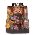 thumbnail image 1 of Ratiio Countryside Colorful Floral Cow Pattern Womens Backpack Purse Leather Backpack Purse for Women Travel Fashion Backpack Designer Ladies Shoulder Bags, 1 of 4