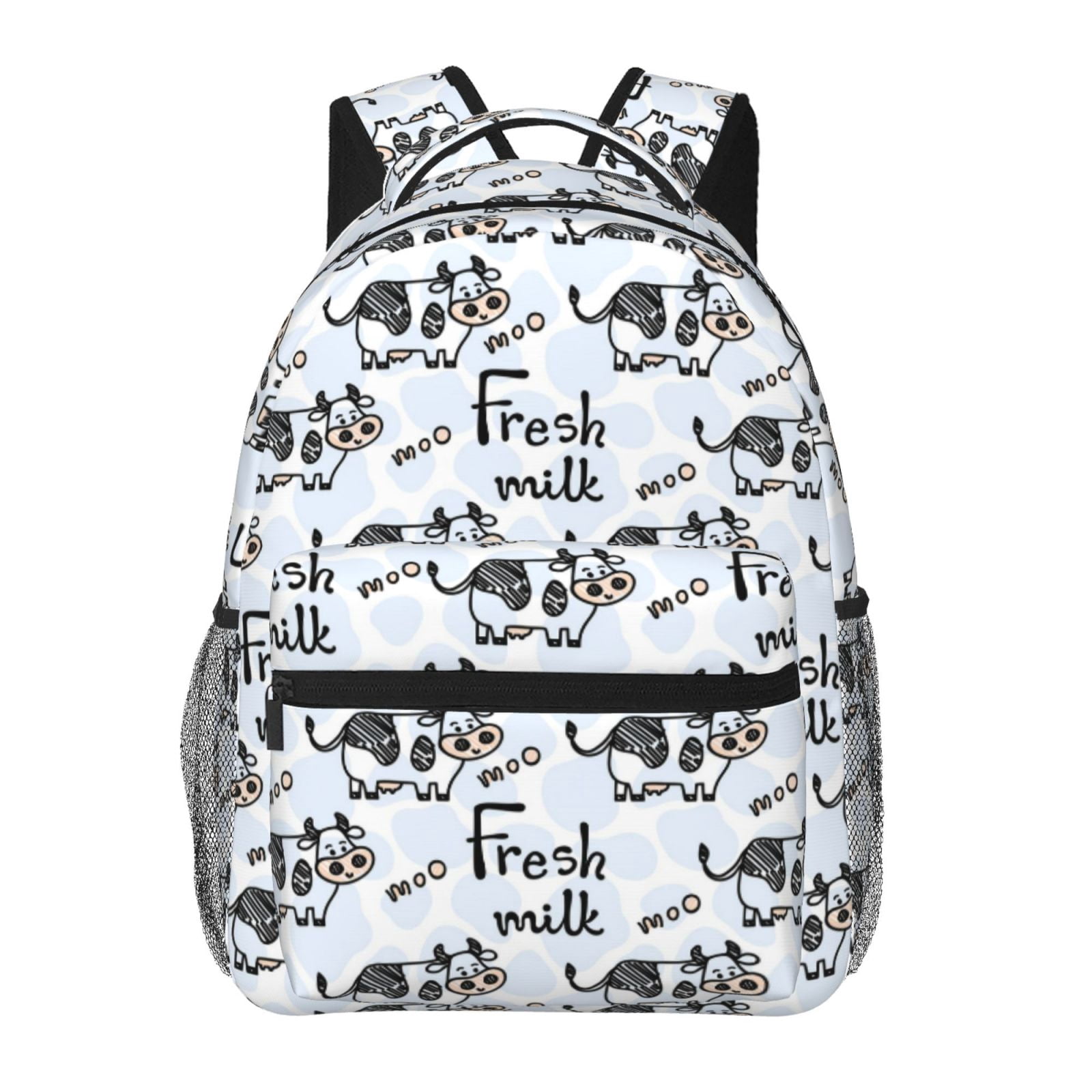 Ratiio Cow With Fresh Milk Print Eco-Friendly Casual Backpack, Water-Resistant Polyester Canvas Daypack with Smooth Zippers, Comfortable & Durable Travel Bag with Laptop Compartment