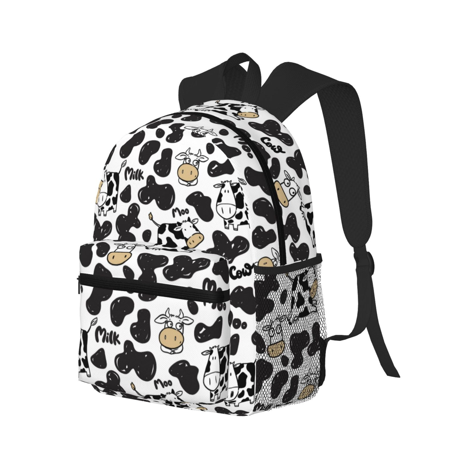 Ratiio Cow Print Casual Backpack for Men and Women, Water Resistant Oxford Fabric School Bag Lightweight Travel Daypack