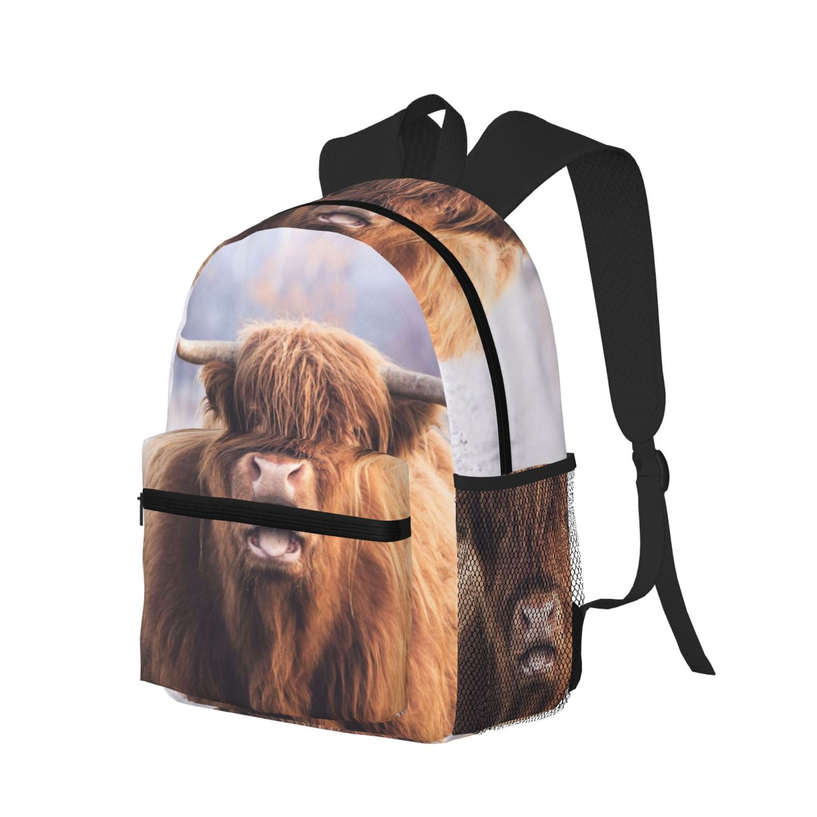 Ratiio Cow Print Casual Backpack for Men and Women, Water Resistant Oxford Fabric School Bag Lightweight Travel Daypack