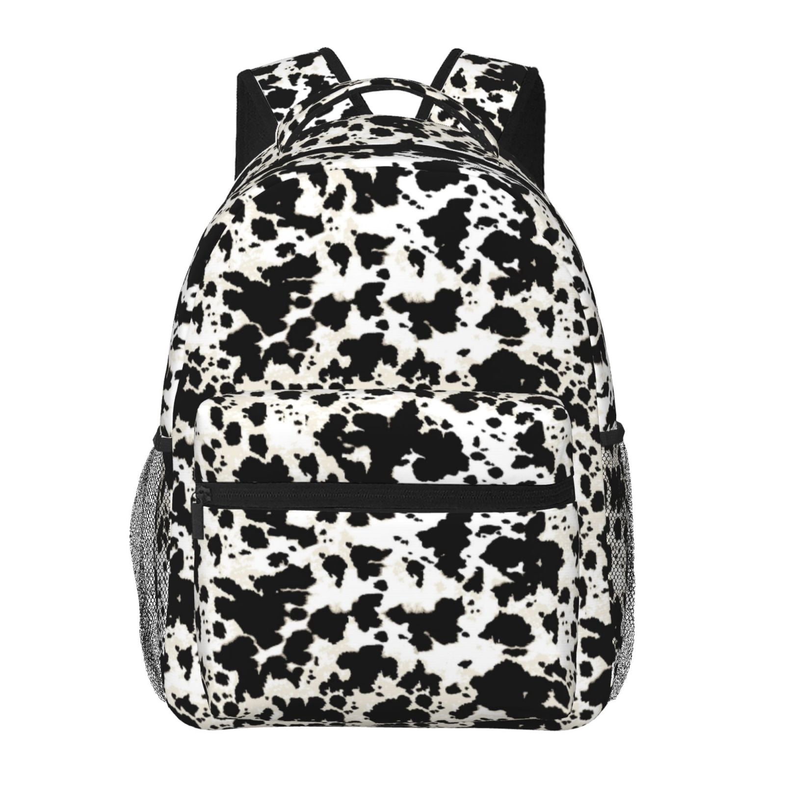 Ratiio Cow Skin 1 Print Eco-Friendly Casual Backpack, Water-Resistant Polyester Canvas Daypack with Smooth Zippers, Comfortable & Durable Travel Bag with Laptop Compartment
