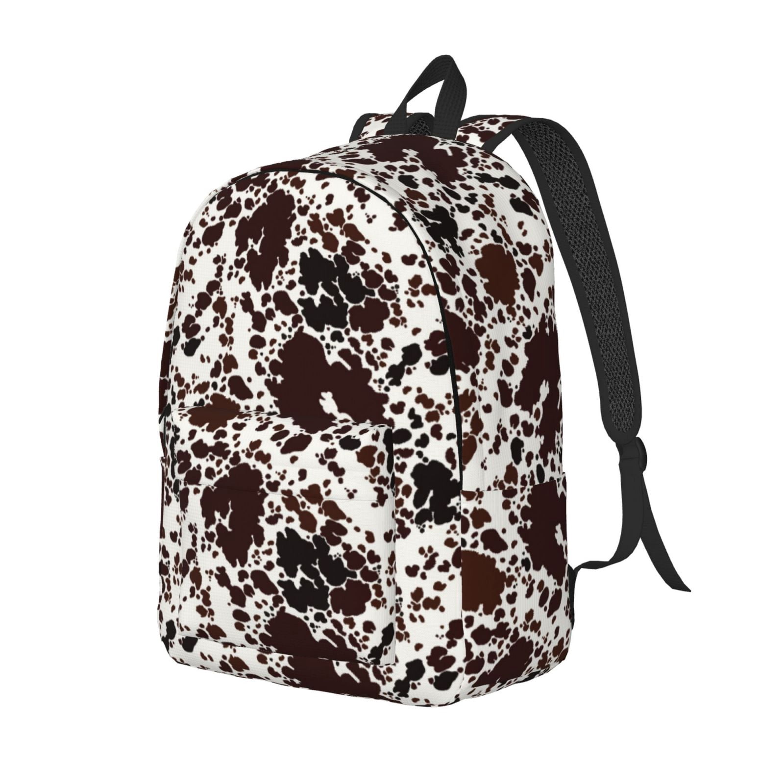 Ratiio Cow Skin Print Canvas Backpack for Women & Men Retro Aesthetic Rucksack Basic Backpack for High School/College Students Travel Laptop Bag