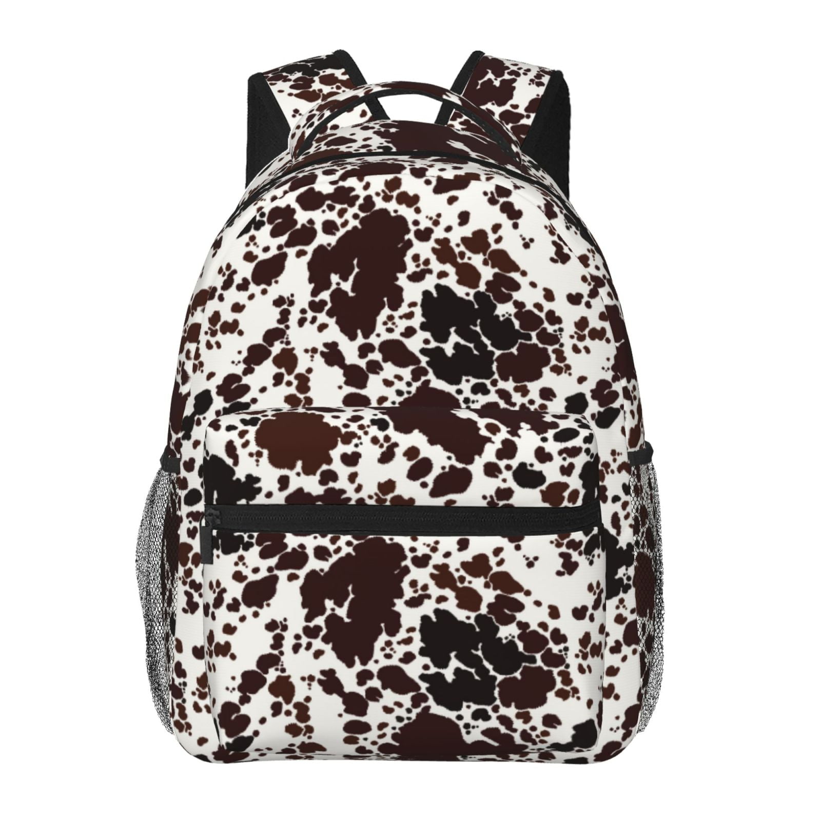 Ratiio Cow Skin Print Eco-Friendly Casual Backpack, Water-Resistant Polyester Canvas Daypack with Smooth Zippers, Comfortable & Durable Travel Bag with Laptop Compartment