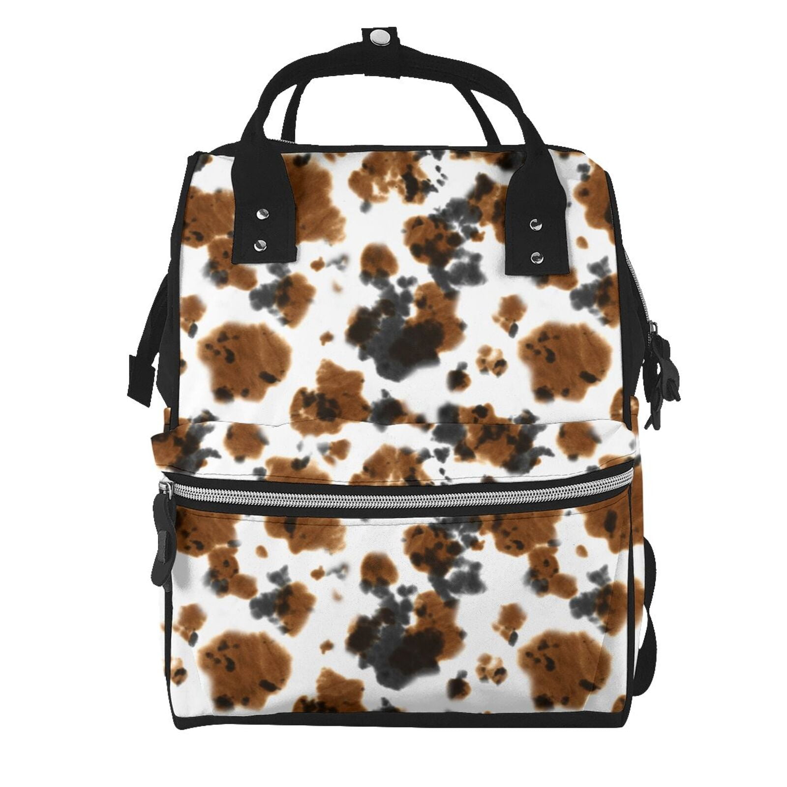 Ratiio Cow Tie Dye Mummy Backpack - Waterproof Twill Canvas, Large Capacity Diaper Bag with Multiple Pockets and Adjustable Straps