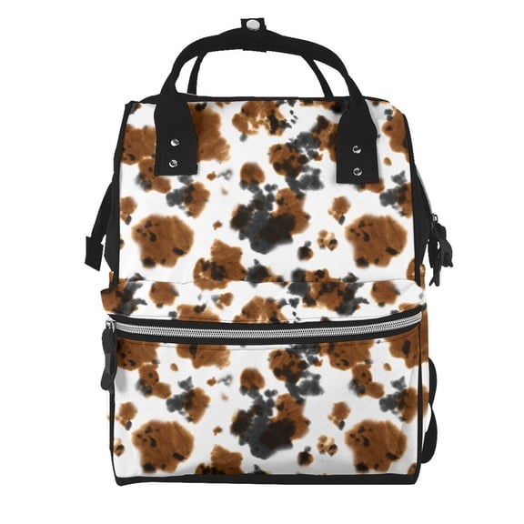 Ratiio Cow Tie Dye Mummy Backpack - Waterproof Twill Canvas, Large Capacity Diaper Bag with Multiple Pockets and Adjustable Straps