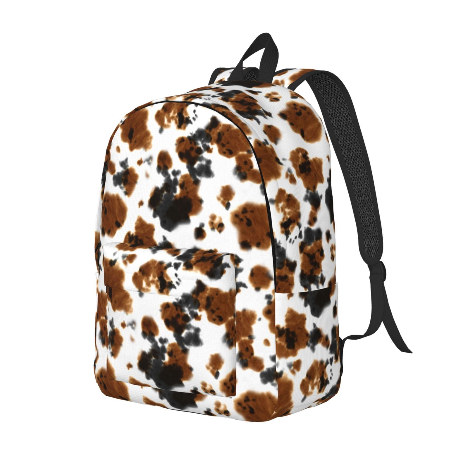 Ratiio Cow Tie Dye Print Canvas Backpack for Women & Men Retro Aesthetic Rucksack Basic Backpack for High School/College Students Travel Laptop Bag