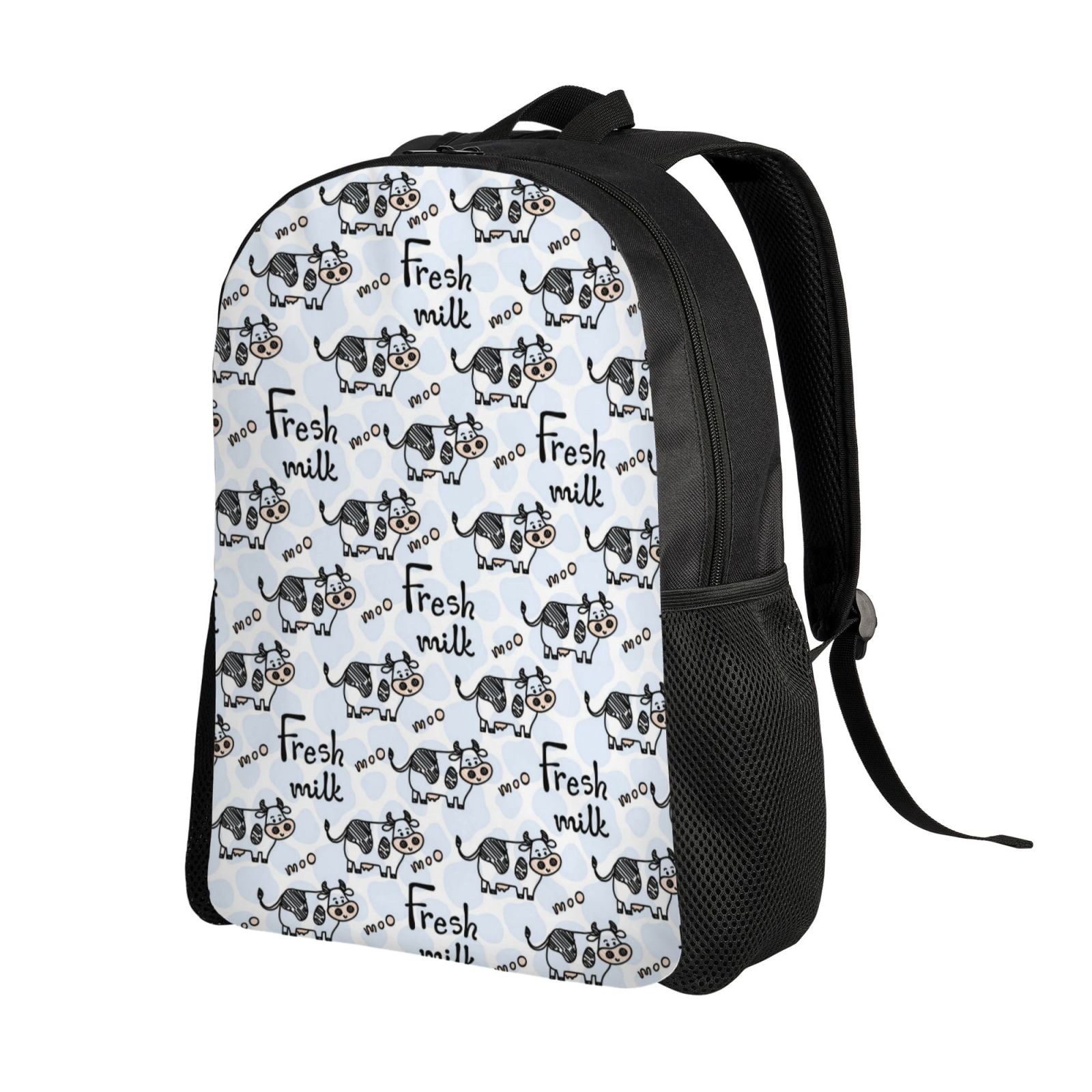 Ratiio Cow With Fresh Milk Print Backpack with Padded 15-inch Laptop Sleeve- Spacious and Durable Daypack for Work and Travel