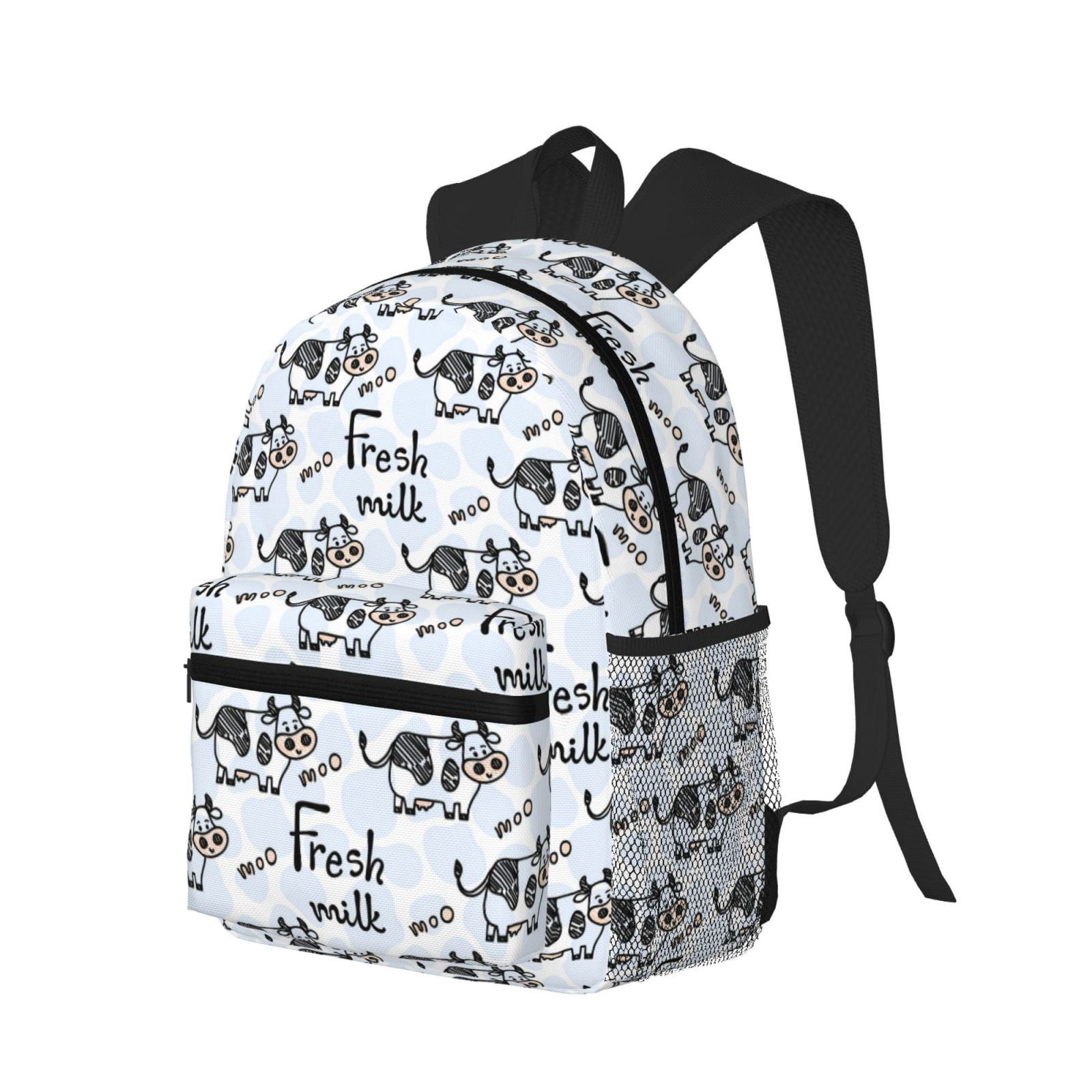 Ratiio Cow With Fresh Milk Print Casual Backpack for Men and Women, Water Resistant Oxford Fabric School Bag Lightweight Travel Daypack