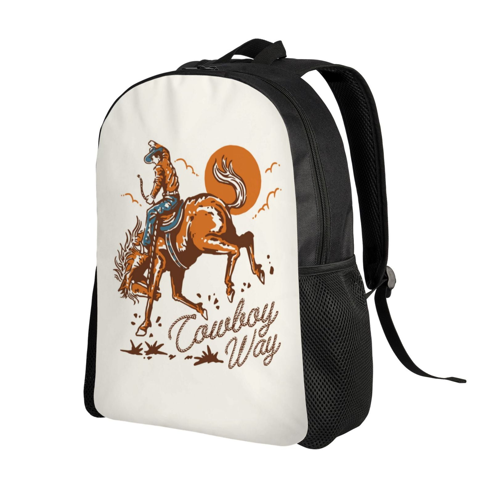 Ratiio Cowboy Riding Horse Print Backpack with Padded 15-inch Laptop ...
