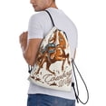 thumbnail image 1 of Ratiio Cowboy Riding Horse Print Drawstring Backpack Bag Sport Gym Sackpack Heavy Duty String Backpack for Men Women, 1 of 7