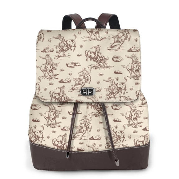 Ratiio Cowboy Sitting On Cow Back Pattern Womens Backpack Purse Leather Backpack Purse for Women Travel Fashion Backpack Designer Ladies Shoulder Bags