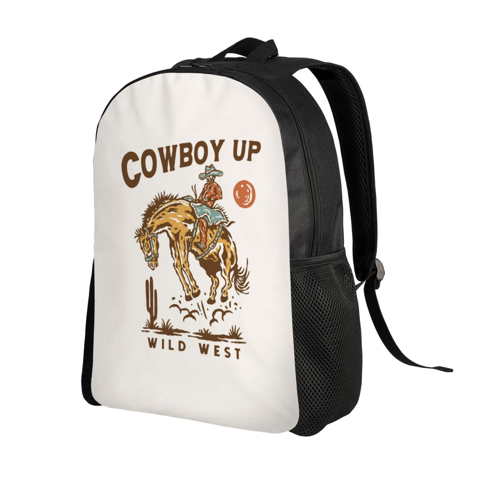 Ratiio Cowboy Up Vintage Wild West Print Backpack with Padded 15-inch ...