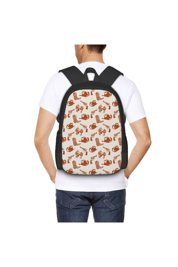 Cowboy Western Backpack for Men and Women - Durable 600D Oxford Cloth -Large Capacity, Water-Resistant School, Travel, and Hiking Bag