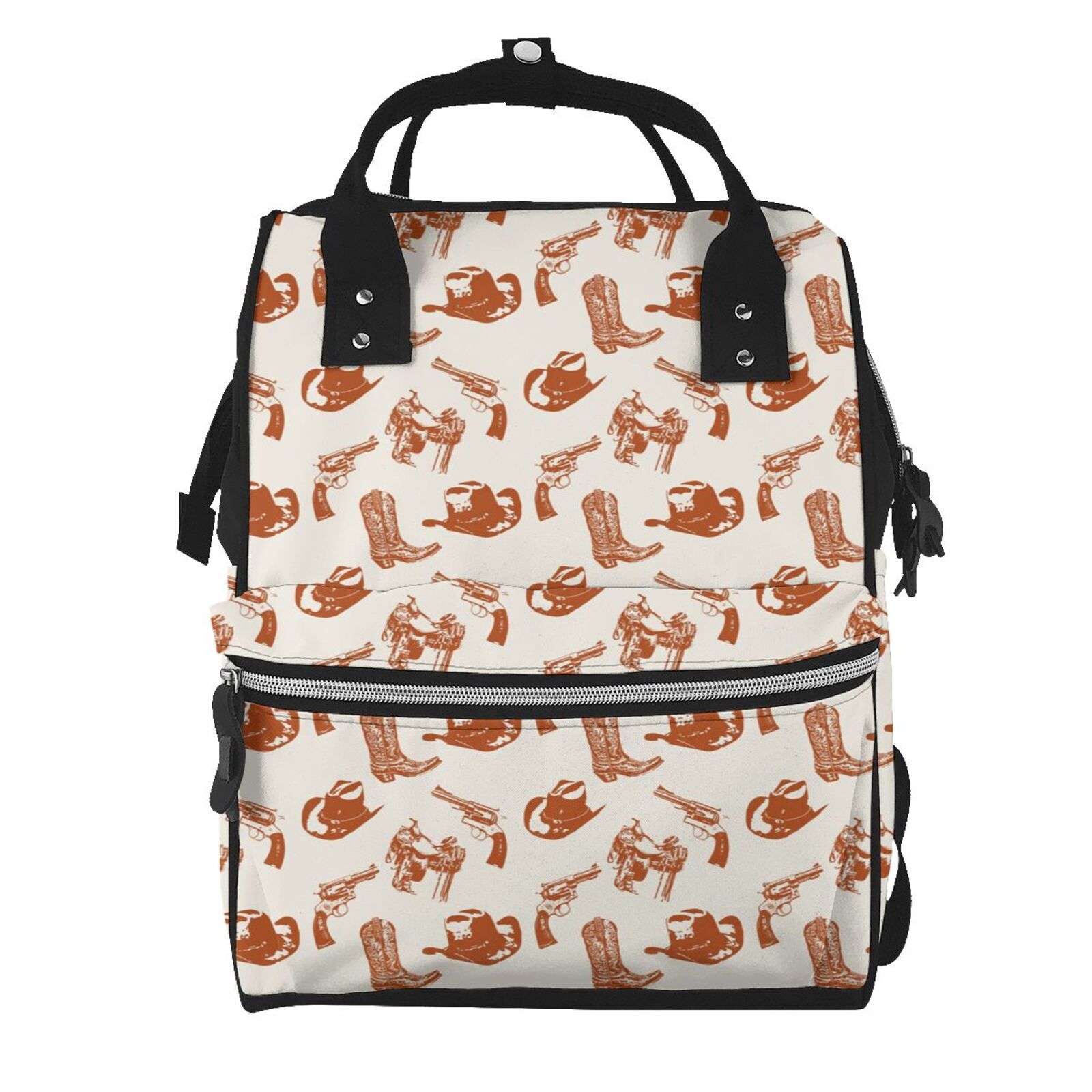 Ratiio Cowboy Western Mummy Backpack - Waterproof Twill Canvas, Large Capacity Diaper Bag with Multiple Pockets and Adjustable Straps