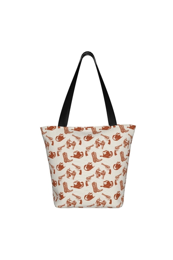 Cowboy Western Print Shoulder Bag for Women, Polyester Crossbody Purse Lightweight Handbag for Daily Travel and Casual Use