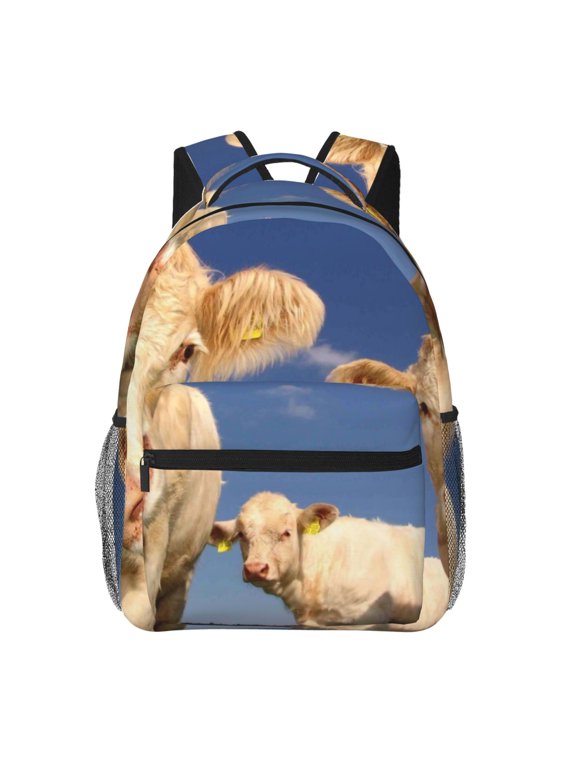 Cows Cattles Print Eco-Friendly Casual Backpack, Water-Resistant Polyester Canvas Daypack with Smooth Zippers, Comfortable & Durable Travel Bag with Laptop Compartment