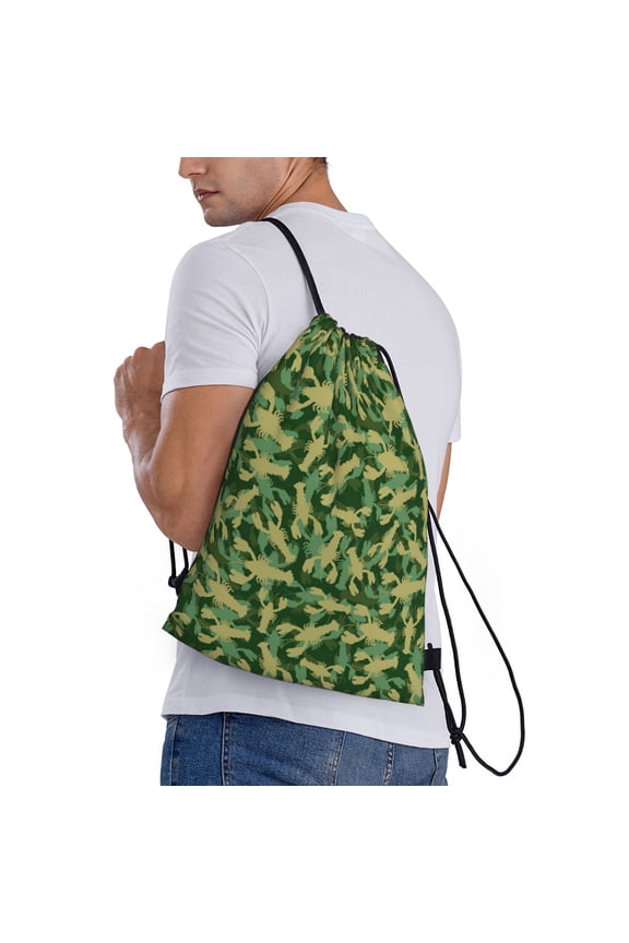 Crayfish Army Print Drawstring Backpack Bag Sport Gym Sackpack Heavy Duty String Backpack for Men Women