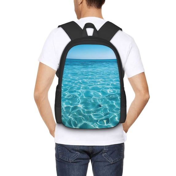 Ratiio Crystal Clear Ocean Waves Backpack for Men and Women - Durable 600D Oxford Cloth -Large Capacity, Water-Resistant School, Travel, and Hiking Bag