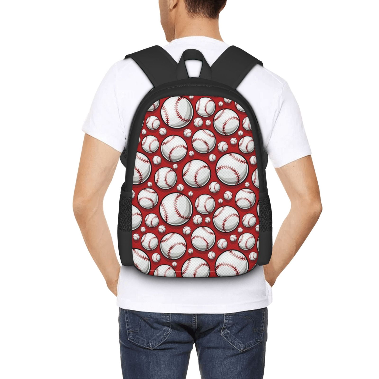 Ratiio Cute Baseball Backpack for Men and Women - Durable 600D Oxford Cloth -Large Capacity, Water-Resistant School, Travel, and Hiking Bag