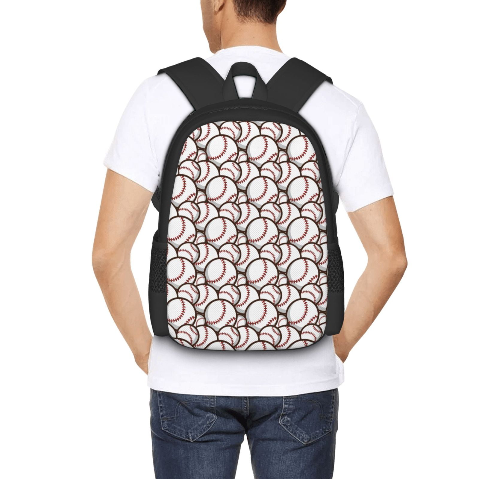 Ratiio Cute Baseball Backpack for Men and Women - Durable 600D Oxford Cloth -Large Capacity, Water-Resistant School, Travel, and Hiking Bag