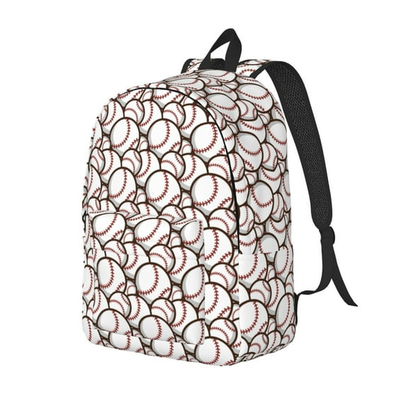 Ratiio Cute Baseball Print Canvas Backpack for Women & Men Retro Aesthetic Rucksack Basic Backpack for High School/College Students Travel Laptop Bag