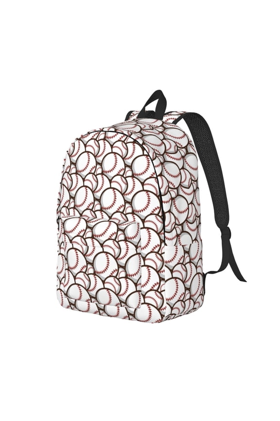 Cute Baseball Print Canvas Backpack for Women & Men Retro Aesthetic Rucksack Basic Backpack for High School/College Students Travel Laptop Bag