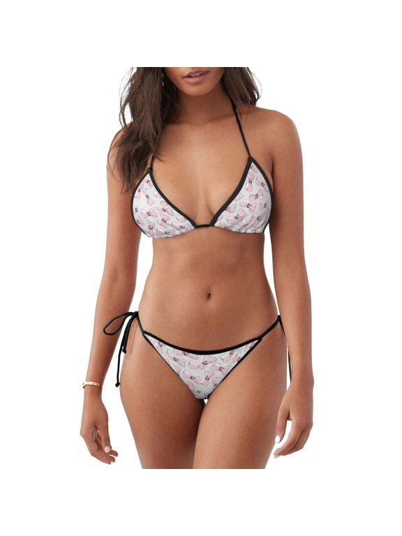 Cute Bow Tie Pattern Women's Two Piece Bikini Swimsuit - Adjustable Tie Bikini Set Sexy & Comfortable Beach Swimwear