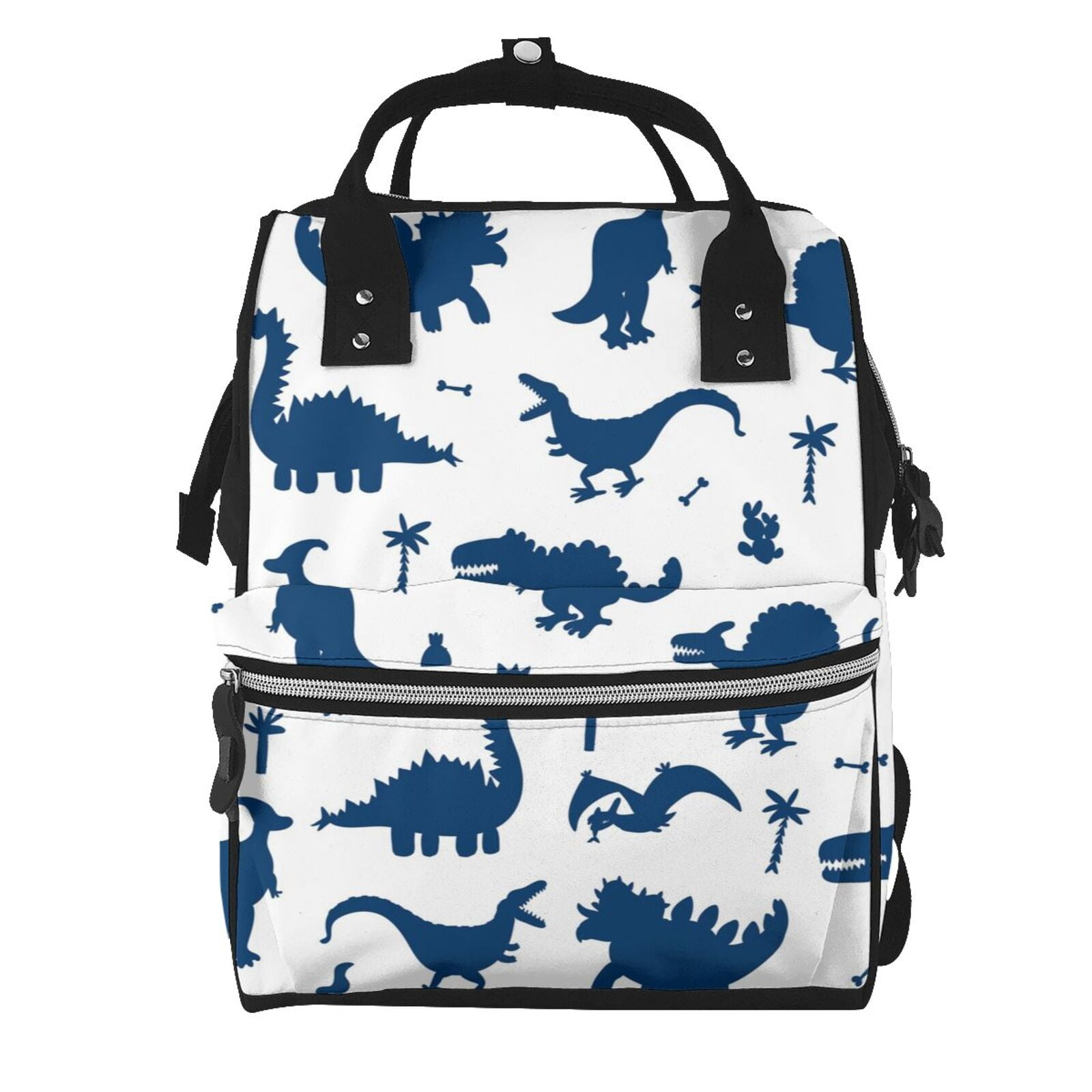 Ratiio Cute Cartoon Dinosaurs Mummy Backpack - Waterproof Twill Canvas, Large Capacity Diaper Bag with Multiple Pockets and Adjustable Straps