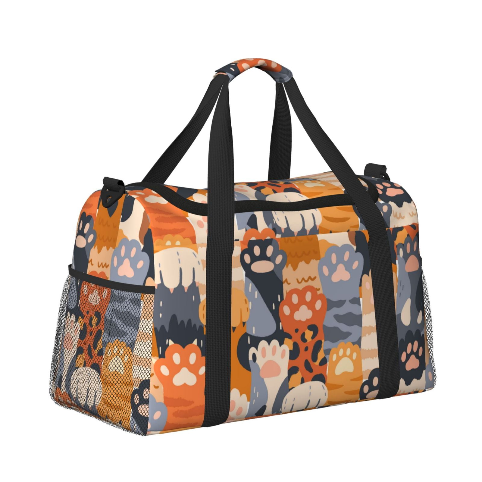 Ratiio Cute Cat Paw Pattern Hand Travel Bag, Weekender Carry On for ...