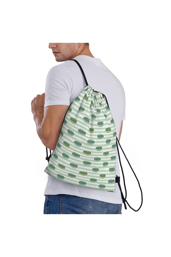 Cute Crocodile Print Drawstring Backpack Bag Sport Gym Sackpack Heavy Duty String Backpack for Men Women