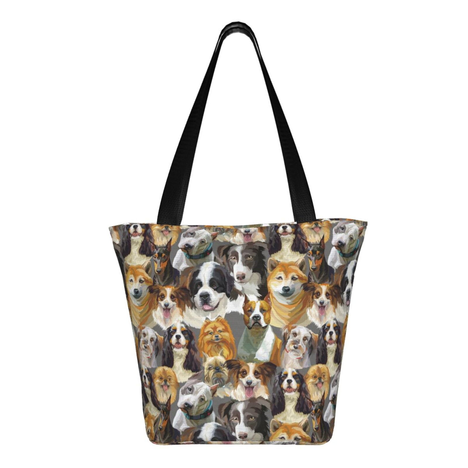 Ratiio Cute Dog Print Shoulder Bag for Women, Polyester Crossbody Purse Lightweight Handbag for Daily Travel and Casual Use
