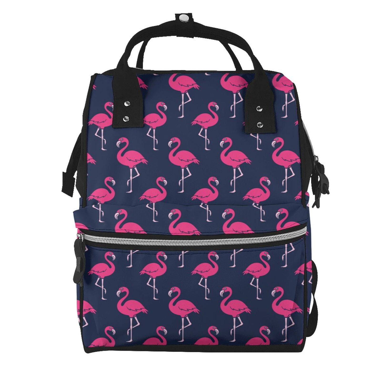 Ratiio Cute Flamingo Mummy Backpack - Waterproof Twill Canvas, Large Capacity Diaper Bag with Multiple Pockets and Adjustable Straps