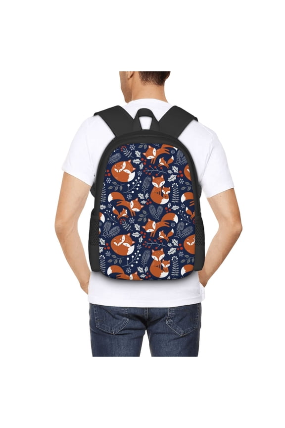 Cute Foxes Backpack for Men and Women - Durable 600D Oxford Cloth -Large Capacity, Water-Resistant School, Travel, and Hiking Bag