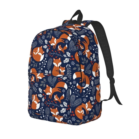 Ratiio Cute Foxes Print Canvas Backpack for Women & Men Retro Aesthetic Rucksack Basic Backpack for High School/College Students Travel Laptop Bag