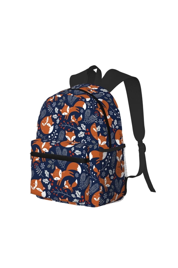 Cute Foxes Print Casual Backpack for Men and Women, Water Resistant Oxford Fabric School Bag Lightweight Travel Daypack