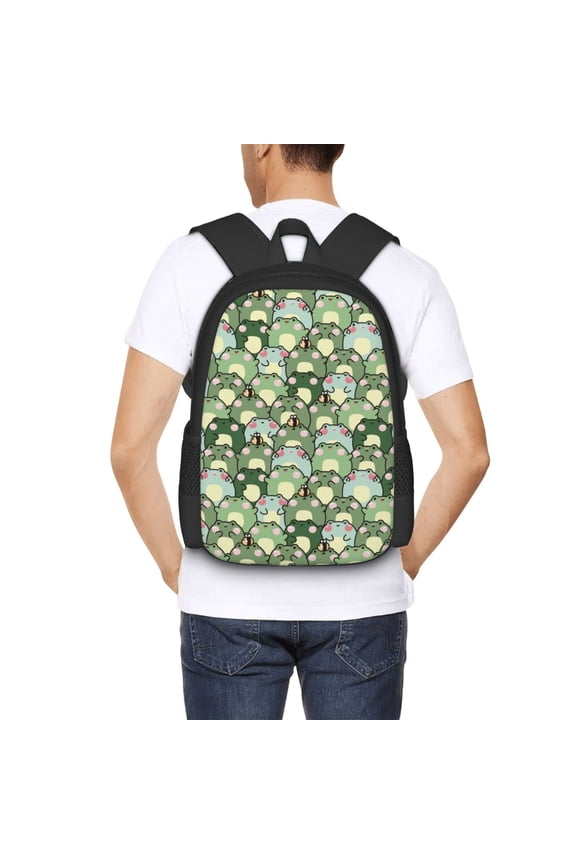 Cute Frog Backpack for Men and Women - Durable 600D Oxford Cloth -Large Capacity, Water-Resistant School, Travel, and Hiking Bag