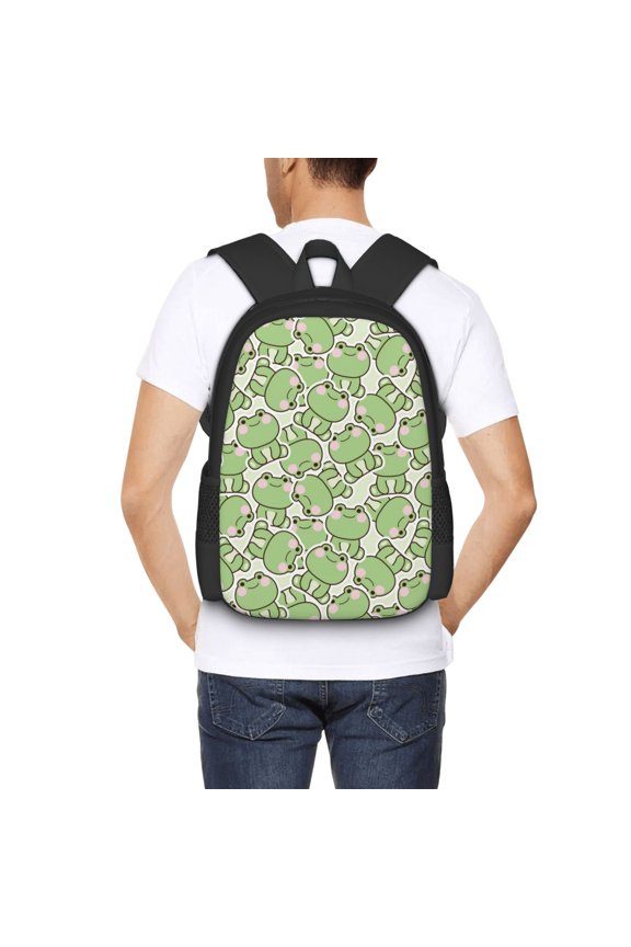 Cute Frog Backpack for Men and Women - Durable 600D Oxford Cloth -Large Capacity, Water-Resistant School, Travel, and Hiking Bag