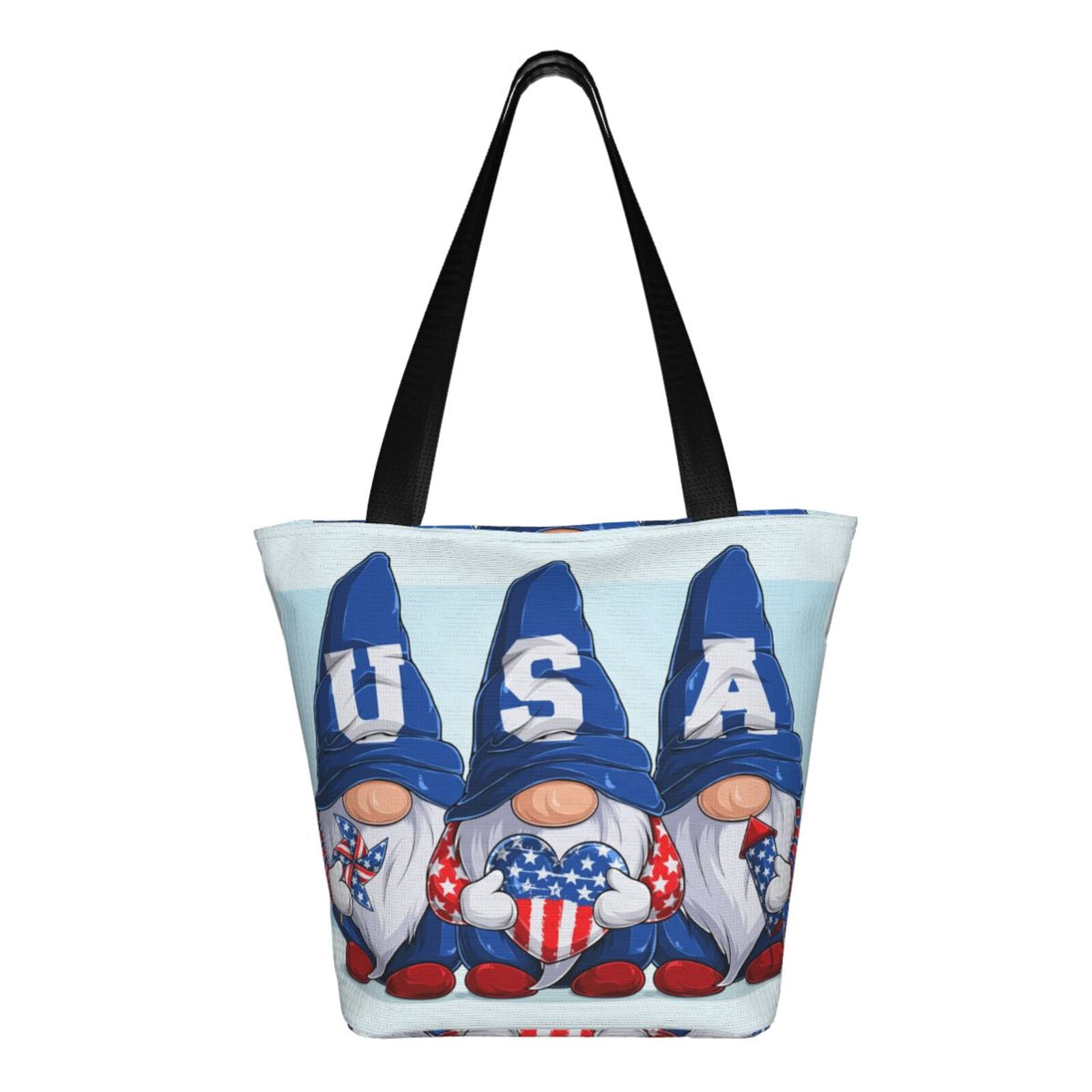 Ratiio Cute Gnomes in USA Print Shoulder Bag for Women, Polyester Crossbody Purse Lightweight Handbag for Daily Travel and Casual Use