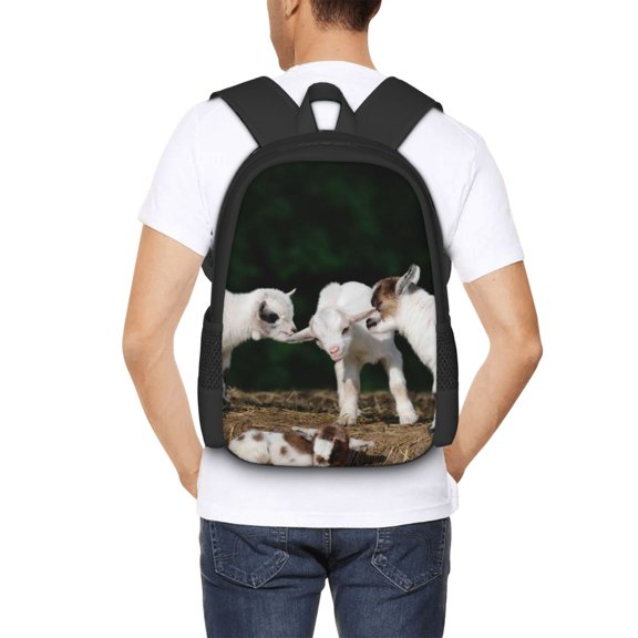 Ratiio Cute Goat Baby Backpack for Men and Women - Durable 600D Oxford Cloth -Large Capacity, Water-Resistant School, Travel, and Hiking Bag