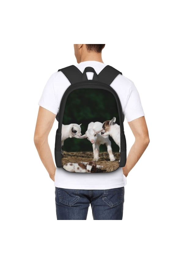 Cute Goat Baby Backpack for Men and Women - Durable 600D Oxford Cloth -Large Capacity, Water-Resistant School, Travel, and Hiking Bag