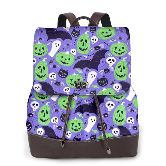 Ratiio Cute Halloween Pattern Womens Backpack Purse Leather Backpack Purse for Women Travel Fashion Backpack Designer Ladies Shoulder Bags