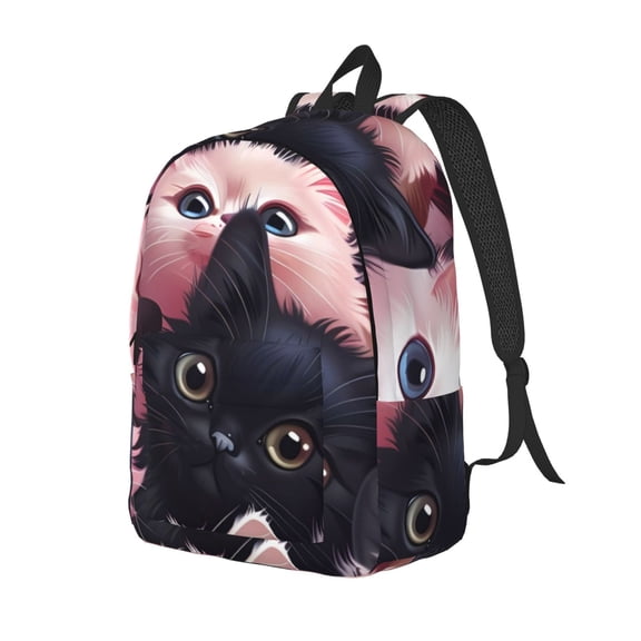Ratiio Cute Kittens Group Portrait Print Canvas Backpack for Women & Men Retro Aesthetic Rucksack Basic Backpack for High School/College Students Travel Laptop Bag