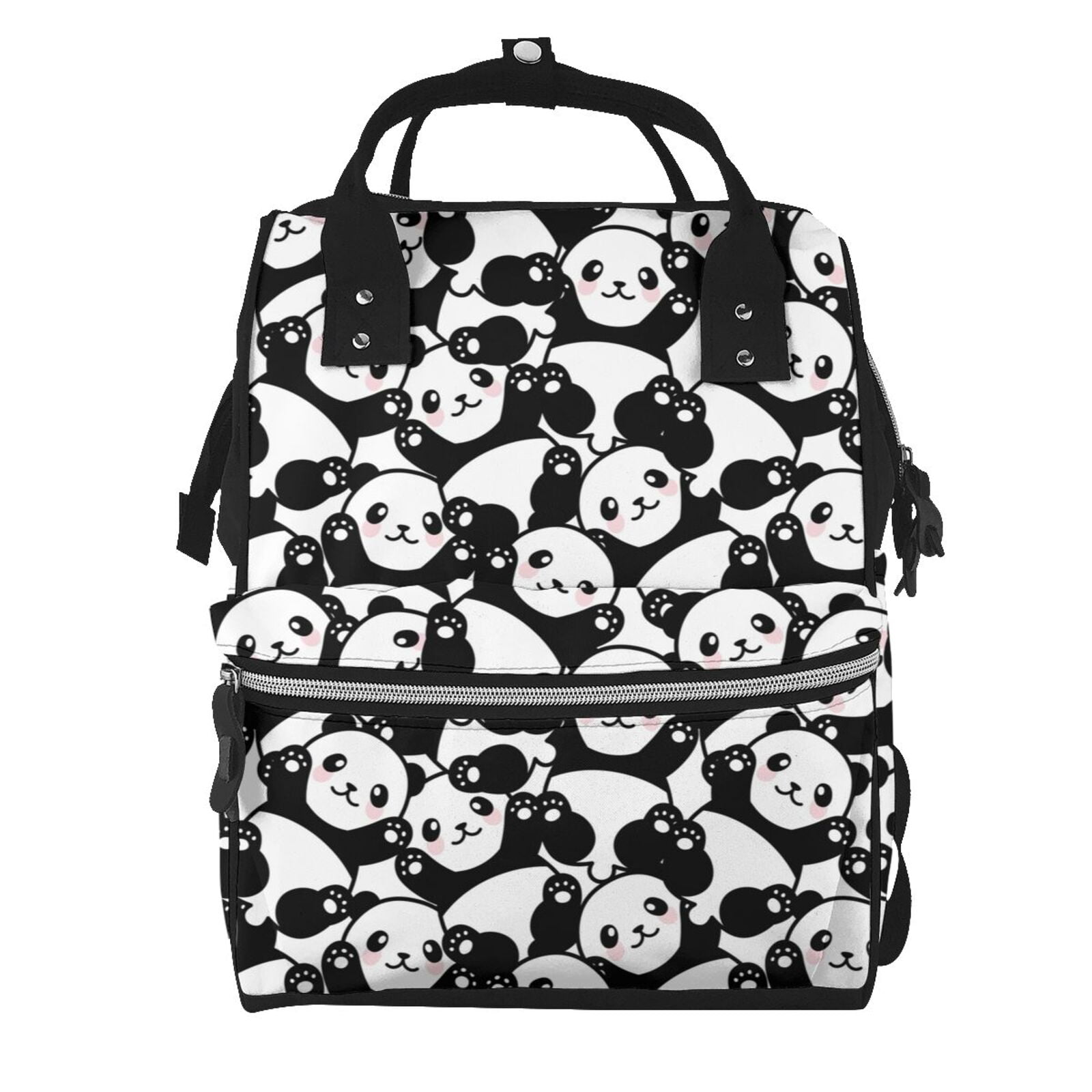 Ratiio Cute Panda (3) Mummy Backpack - Waterproof Twill Canvas, Large Capacity Diaper Bag with Multiple Pockets and Adjustable Straps