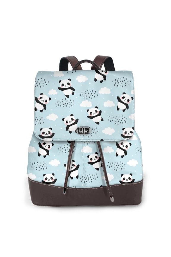 Cute Panda Bear Pattern Womens Backpack Purse Leather Backpack Purse for Women Travel Fashion Backpack Designer Ladies Shoulder Bags