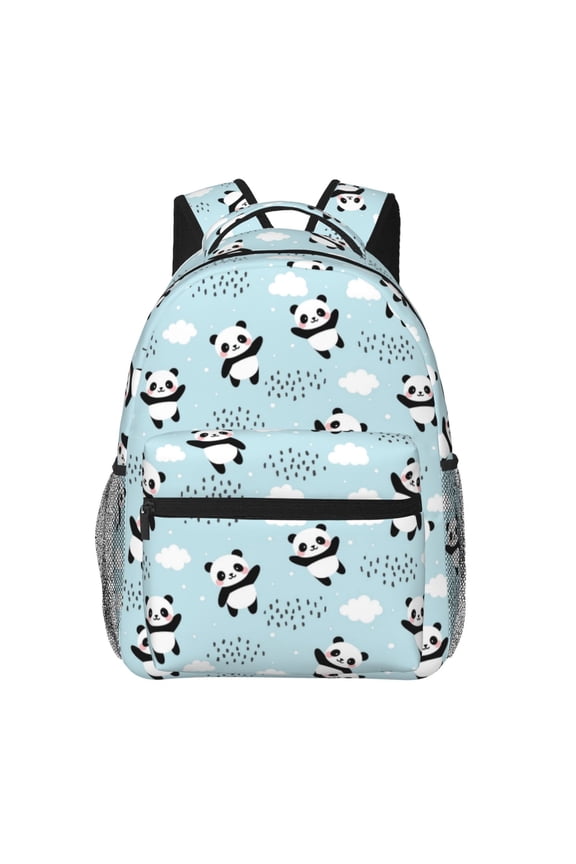 Cute Panda Bear Print Eco-Friendly Casual Backpack, Water-Resistant Polyester Canvas Daypack with Smooth Zippers, Comfortable & Durable Travel Bag with Laptop Compartment