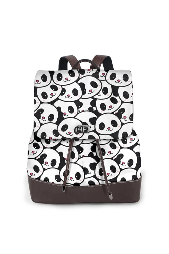 Cute Panda Face Pattern Womens Backpack Purse Leather Backpack Purse for Women Travel Fashion Backpack Designer Ladies Shoulder Bags